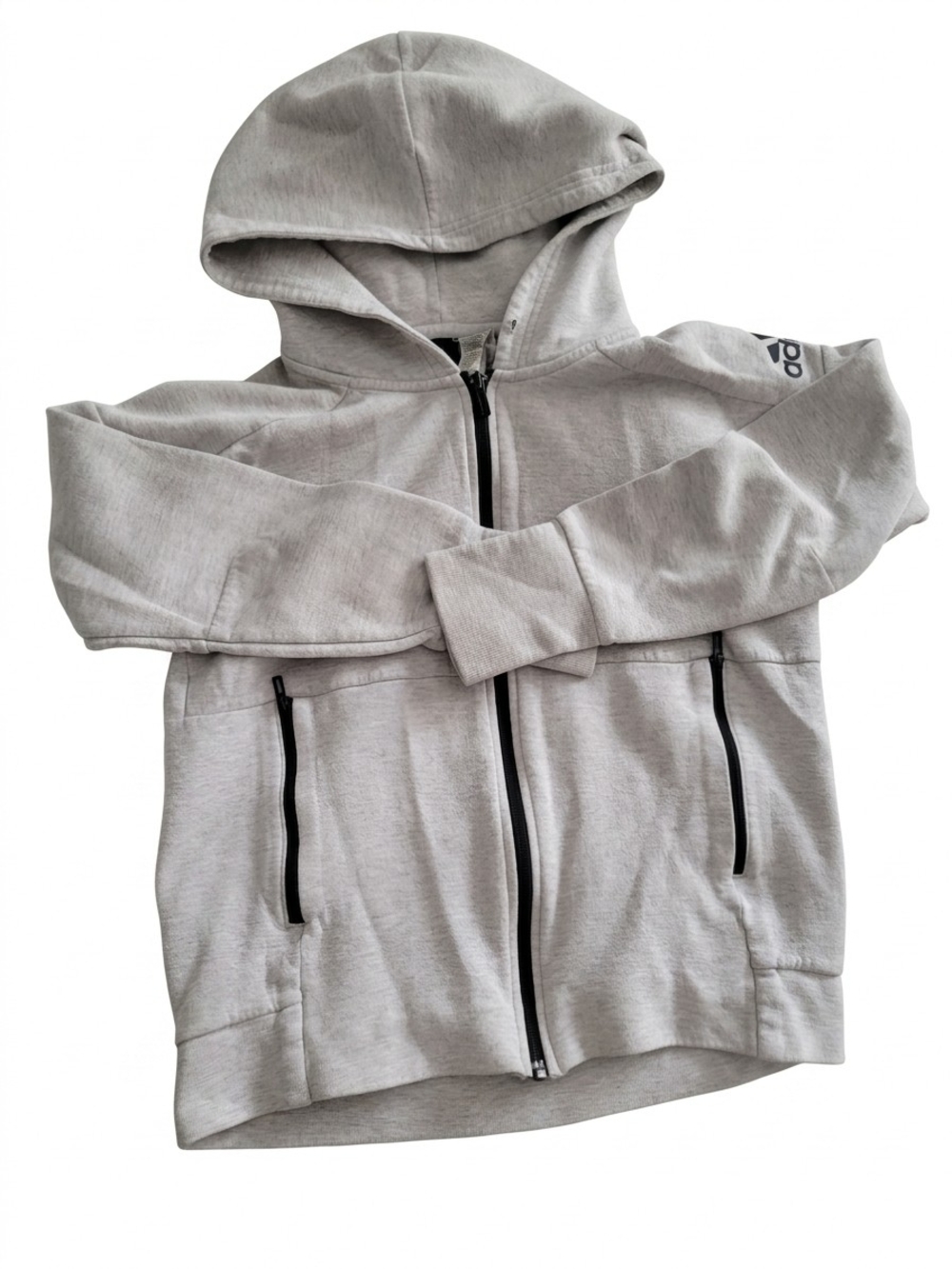 adidas Womens Light Gray Hooded Zip Jacket